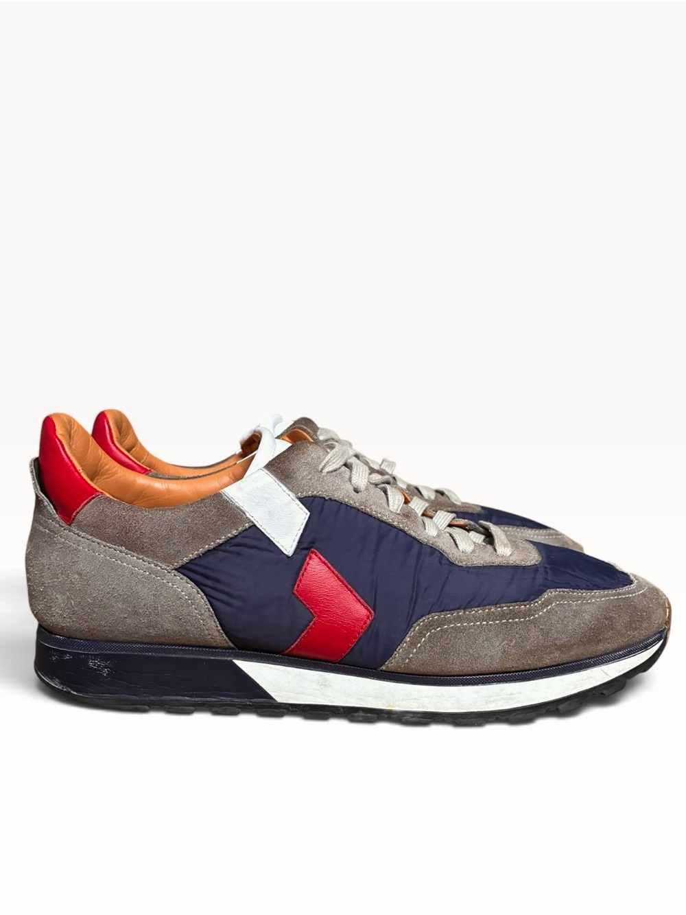 Magnanni Aero Grey & Navy Luxury Leather Suede Fashion Sneakers Men’s 10